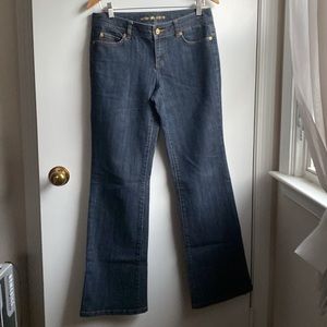 Michael Kors Bootcut Denim Blue Jeans Gold Detail and Back pocket zippers